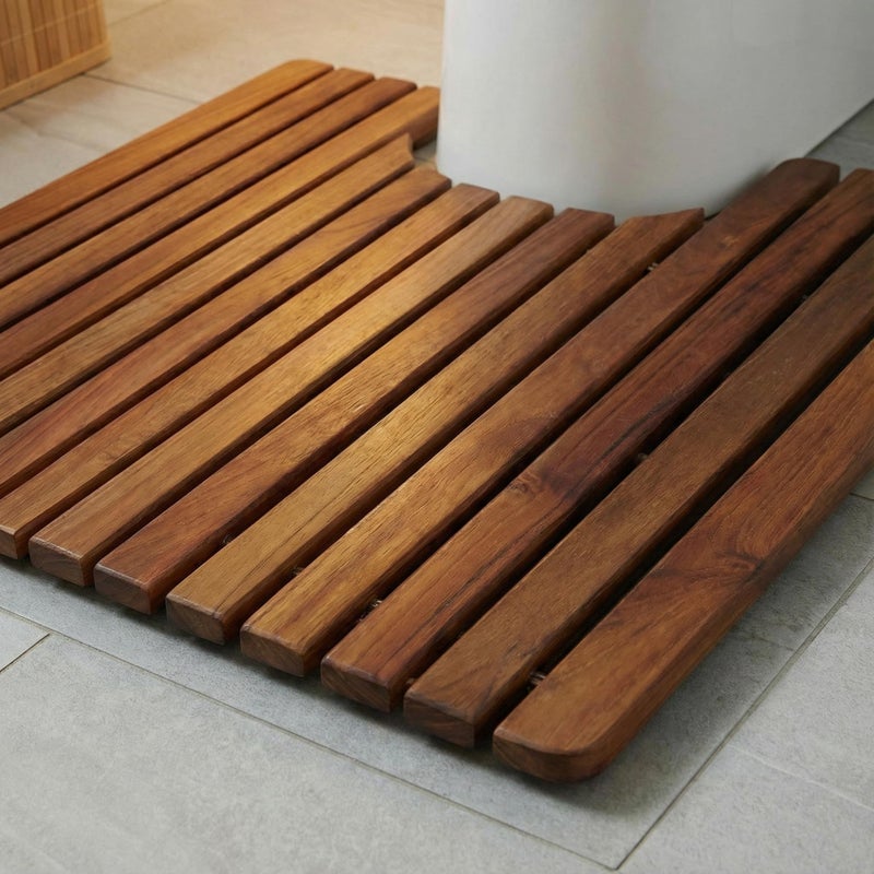 Bare Decor حصيرة مرحاض من خشب الساج الصلب الأصلي بيتر من بار ديكور، 20x20 - Image 3